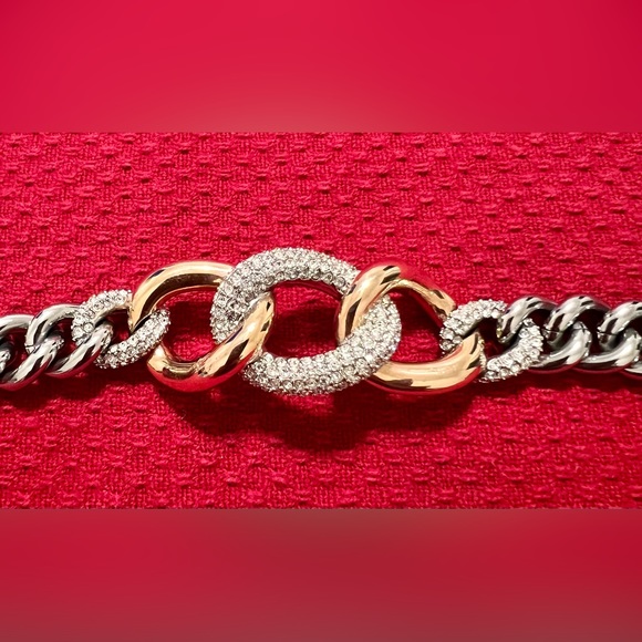 Swarovski Bound Stainless Steel and Chunky Chain Bracelet - Picture 3 of 4